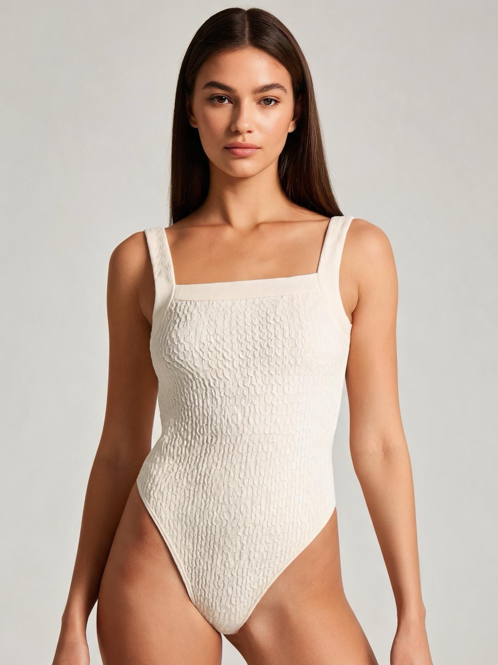 Wolford Textured Square Neck‎ Bodysuit Size M